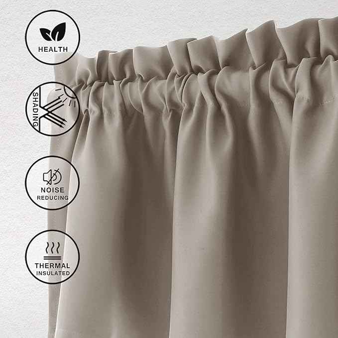Hiasan Valance Curtains for Kitchen Blackout Thermal Insulated Solid Window - Image 2