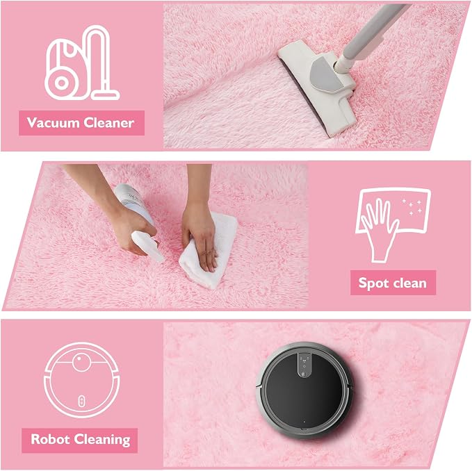 9x12 Fluffy Area Rugs for Living Room, Large Pink Fuzzy Shag Area Rug for - Image 4