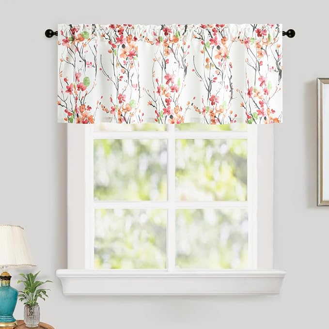 Leeva Blossoming Flower Farmhouse Valance, Rod Pocket Light Filtering Privacy - Image 2