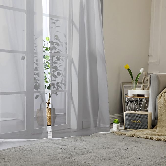 Aiyufeng Basic Rod Pocket Sheer Voile Window Curtain Panels White 1 Pair 2 - Image 7