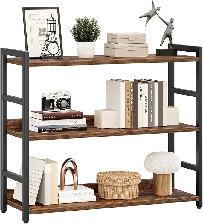 NUMENN Wide Bookshelf, 3 Tier Bookshelves, Home Office Bookcase Shelf Storage by NUMENN