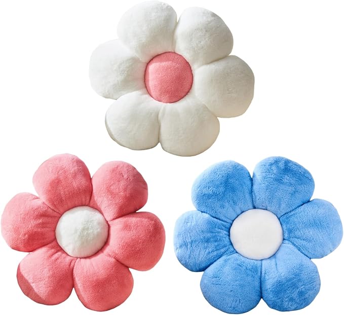 Daisy Decorative Plush Pillow, 15.7In Cute Flower Shaped Throw Pillow by Vdoioe