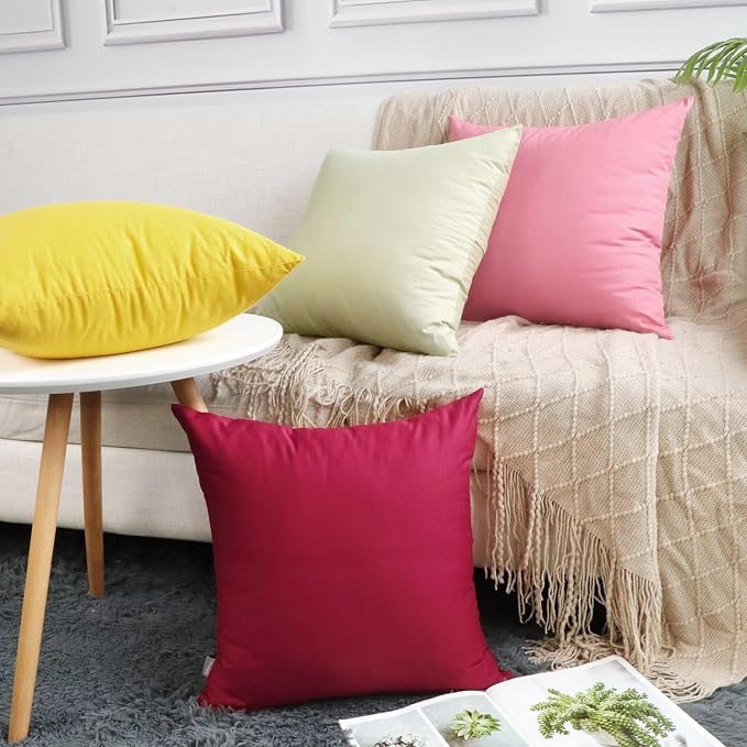 Thmyo 4-Pack 100% Cotton Comfortable Solid Decorative Throw Pillow Case Square - Image 3