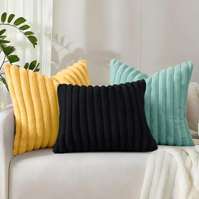 decorUhome Summer Cozy Faux Fur Throw Pillow Covers 20x20 Set of 2 Decorative - Image 8