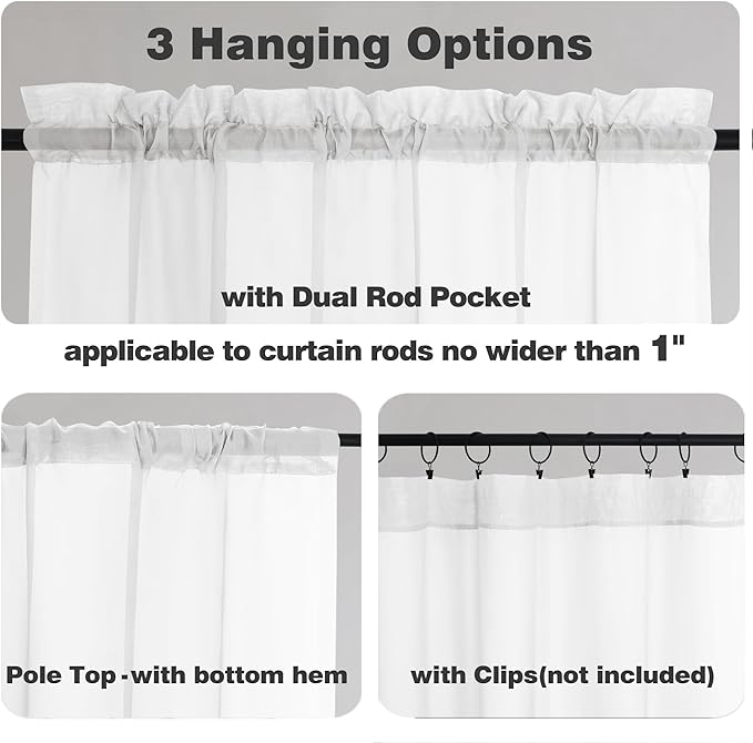 Chyhomenyc White Sheer Curtains 78 Inches Long 2 Panels Set - Image 6