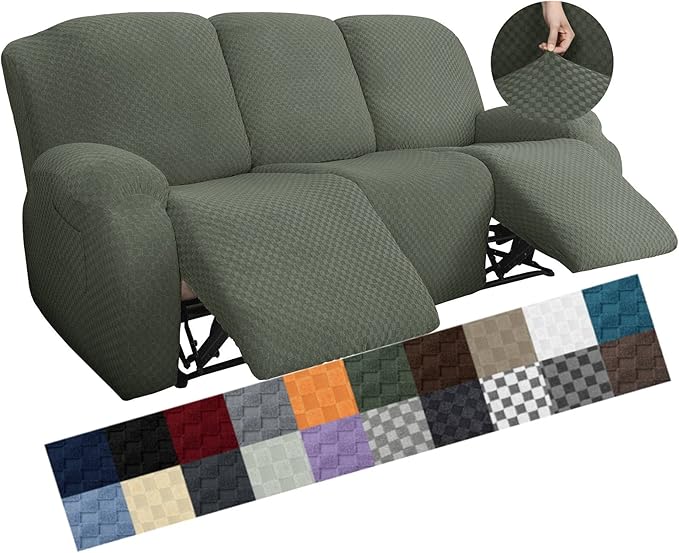 YEMYHOM 8 Pieces Stretch Recliner Sofa Cover Latest Jacquard Reclining Couch by YEMYHOM