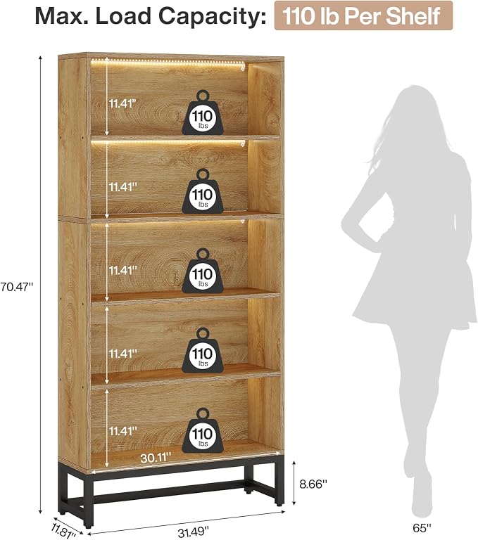 Tribesigns Tall Bookcase and Bookshelf, 70.8" Large Bookcases Organizer - Image 2