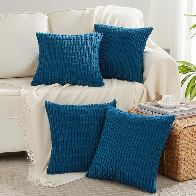 Fancy Homi 4 Packs Teal Decorative Throw Pillow Covers 18x18 Inch by Fancy+Homi