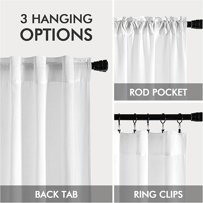MIULEE White Linen Curtains 72 Inch Length 2 Panels - Image 3
