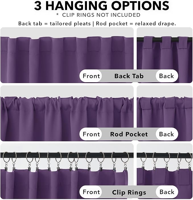 Deconovo Room Darkening Curtains Back Tab and Rod Pocket Curtains Thermal - Image 2