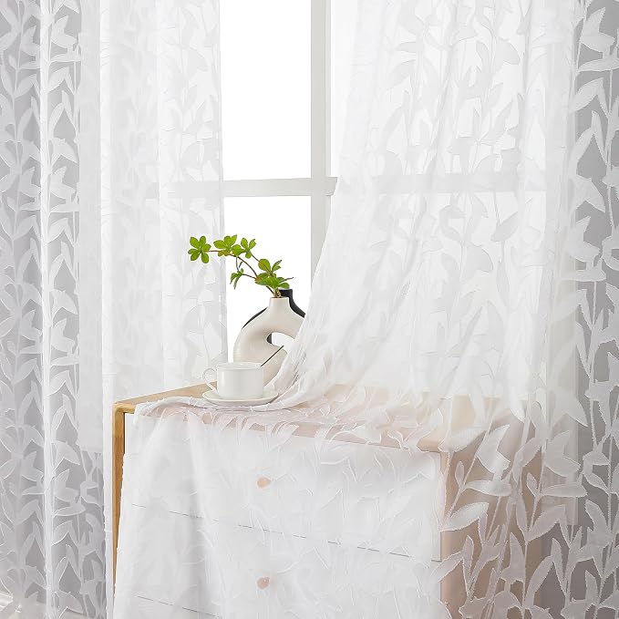 Lecloud Leia White Sheer Curtains 78 Inches Long 2 Panels, Privacy Airy Voile - Image 8