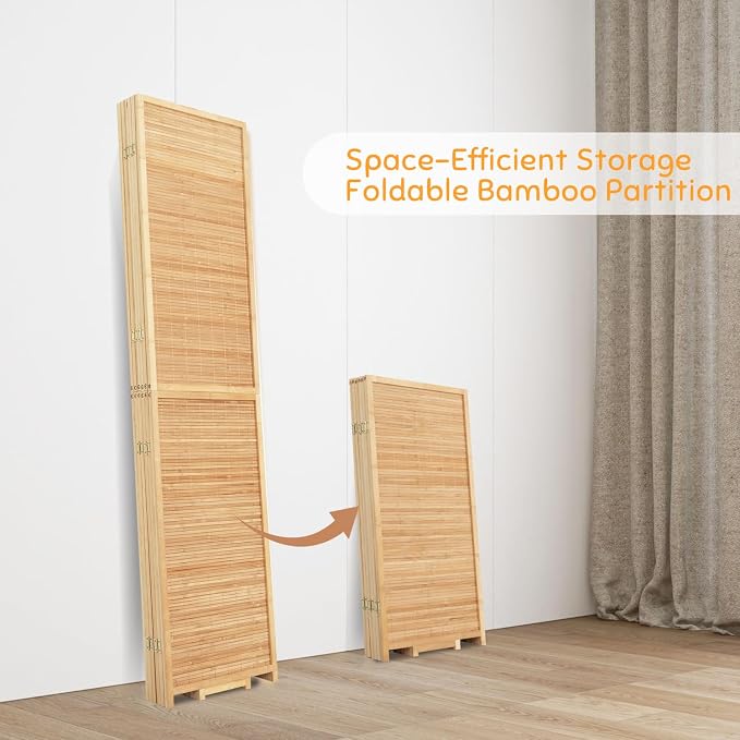 Bamboo Room Divider Folding Privacy Screens, Wall Divider - Image 4