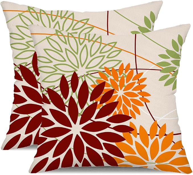 DFXSZ Red Orange Fall Pillow Cover 16X16 Inch Set of 2 Outdoor Waterproof by DFXSZ