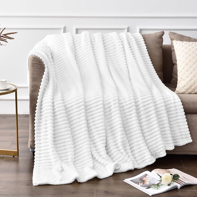 BEDELITE Fleece Throw Blanket for Couch – 3D Ribbed Jacquard Soft and Warm - Image 2