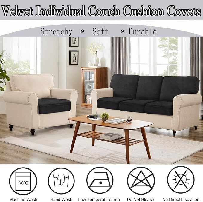 NAISI Couch Cushion Covers 1 Piece Velvet Stretch Sofa Seat Covers or Backrest - Image 5