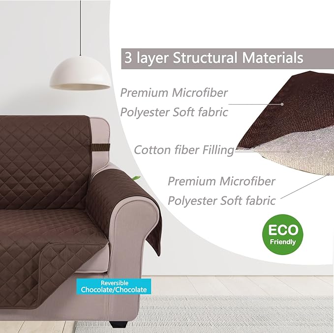 U-NICE HOME Recliner Chair Covers Reversible Quilted Water Repellent Pet - Image 5