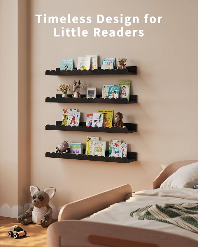 Shario Nursery Book Shelves, Scalloped Shelves, Wall Book Shelves - Image 5