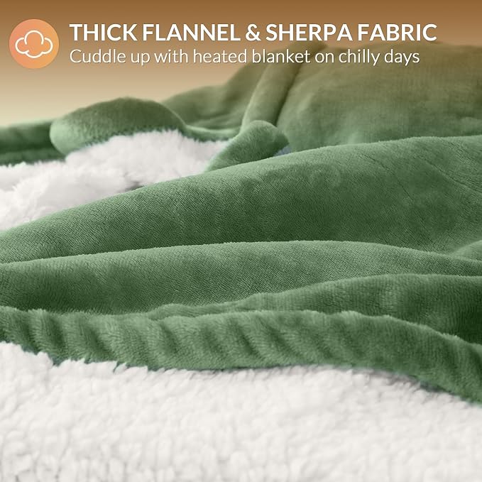 HOMLYNS LuxeHeat Heated Blanket Electric Blanket King Size, Soft Flannel Sherpa - Image 5
