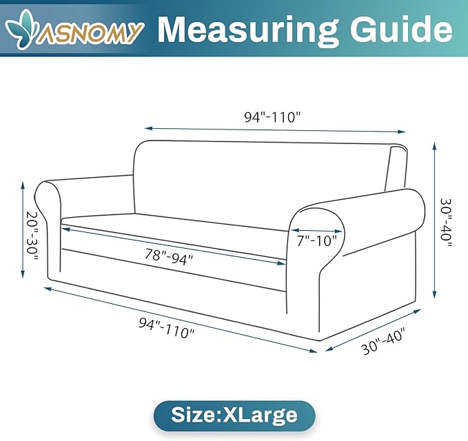 Asnomy Couch Covers for 3 Cushion Couch Stretch Sofa Covers Slipcovers - Image 5
