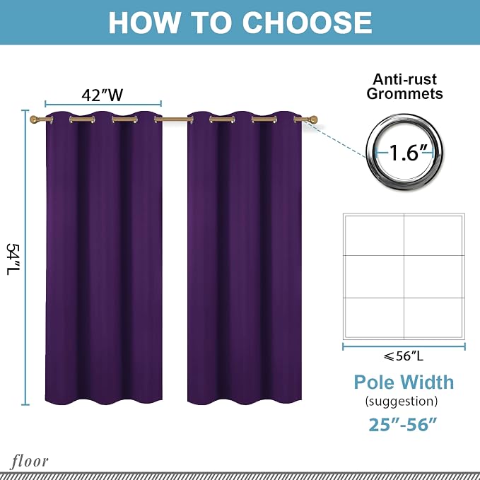 Diraysid Purple Grommet Blackout Curtains - Image 5