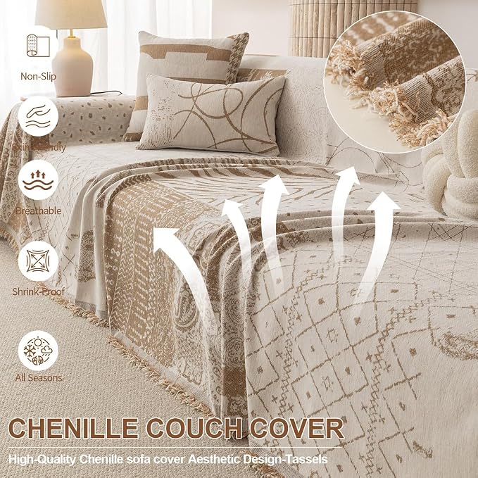 ROOMLIFE Boho Khaki Couch Covers - Image 3
