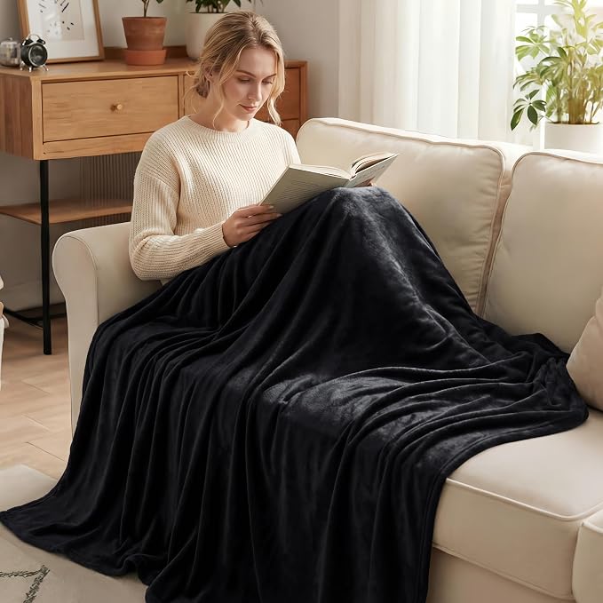 Exclusivo Mezcla Fleece Black Throw Blanket - Image 2