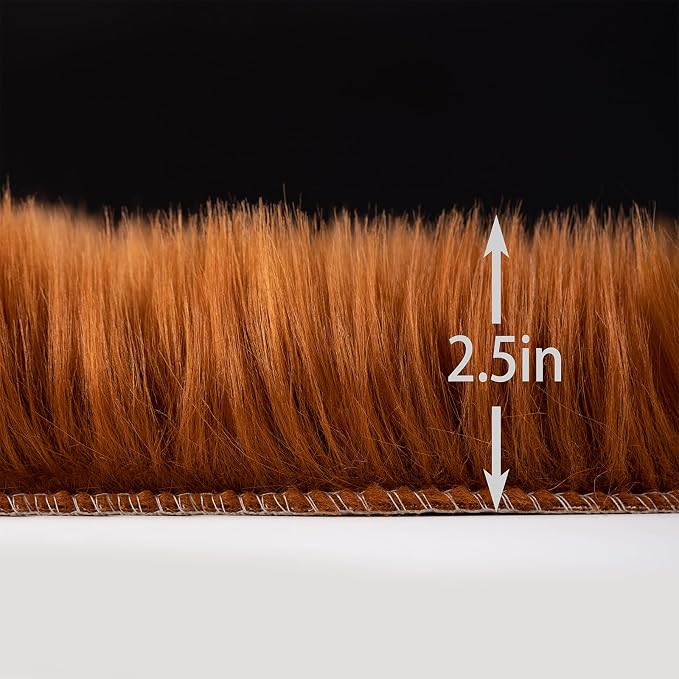 Faux Fur Rug Runner 2x6 ft Caramel - Image 2