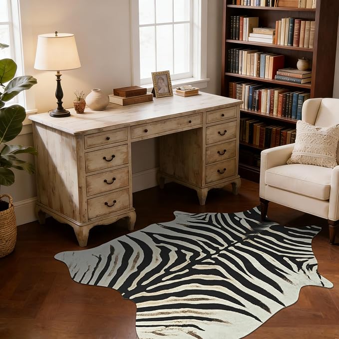BENRON Zebra Print Area Rug, Cute Animal Hides and Skins - Image 2