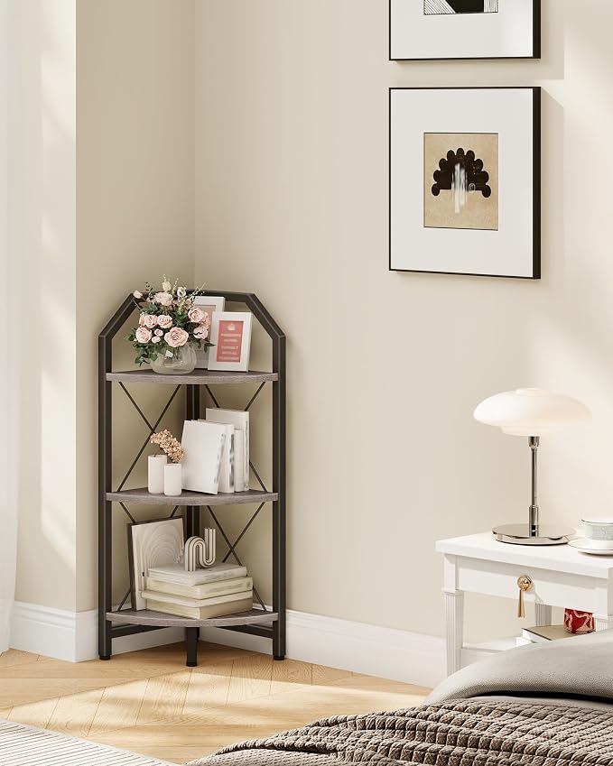 CHOEZON 3-Tier Corner Shelf, Industrial Corner Bookshelf, 35.4" Storage Stand - Image 8