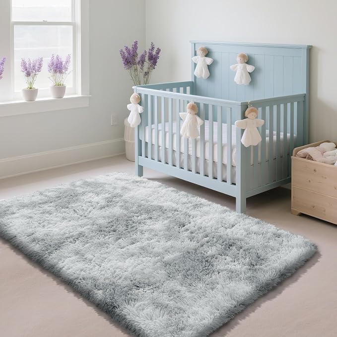 Fluffy Rug Shaggy Area Rug, Mottling Grey 3x5 Area Rugs - Image 2