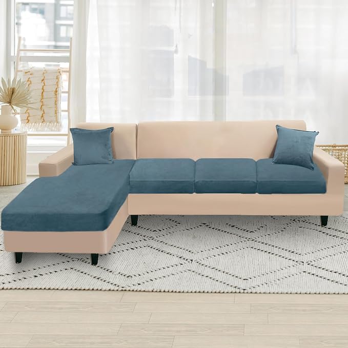 NAISI Sectional Couch Cover 4 Pieces Velvet Separate Couch Cushion Covers L - Image 5