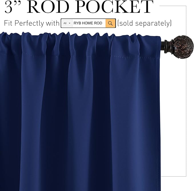 RYB HOME Kitchen Blackout Curtains Over Sink 36 inch Length, Rod Pocket Summer - Image 2