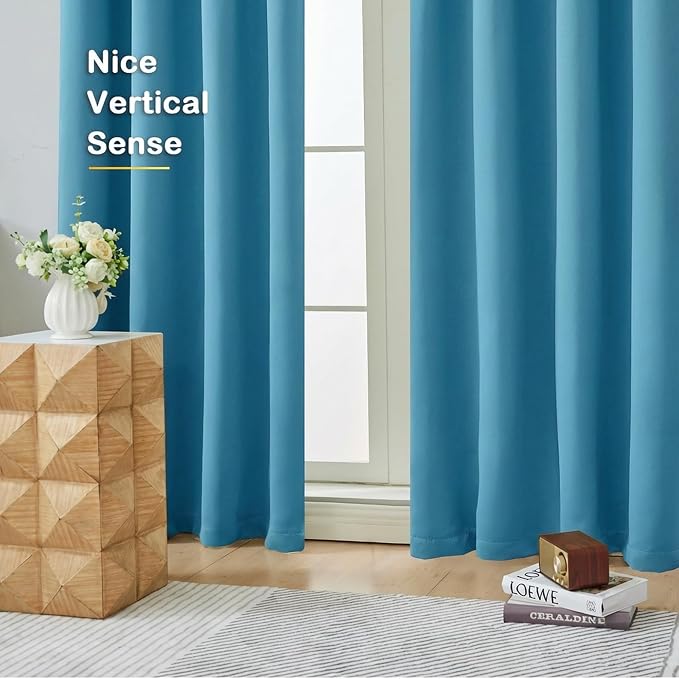 OVZME Turquoise Short Blackout Curtains - Image 9