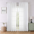 Lecloud White Sheer Curtains 84 Inches Long 2 Panels, Solid Airy Voile Extra by Lecloud