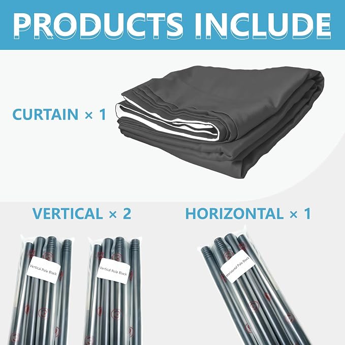 Jilron No-Drill Room Separator Set: Includes 106" W x 84" L Grey Curtain & - Image 7