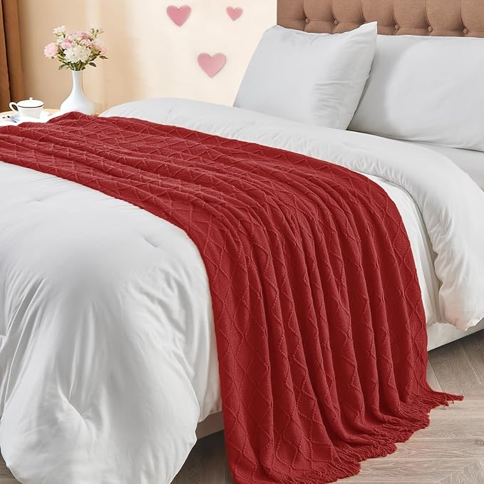 inhand Pomegranate Red Knitted Throw Blanket - Image 8