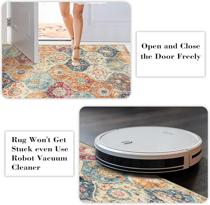 Lahome Moroccan Trellis Washable Round Area Rug, Round Rug 5ft Soft Non-Slip - Image 5