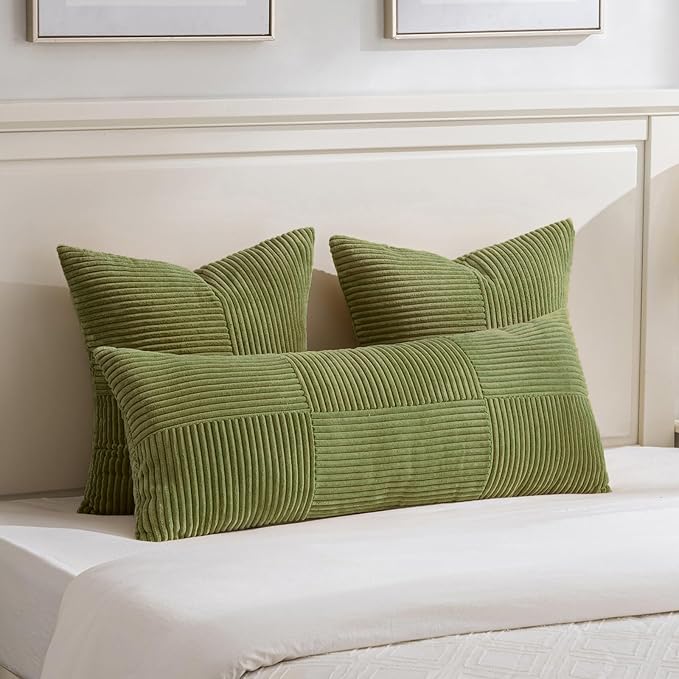 Fancy Homi 2 Packs Moss Green Decorative Throw Pillow Covers 22x22 Inch - Image 5