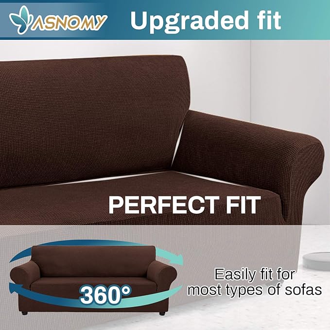 Asnomy Couch Covers for 3 Cushion Couch Stretch Sofa Covers Slipcovers - Image 4