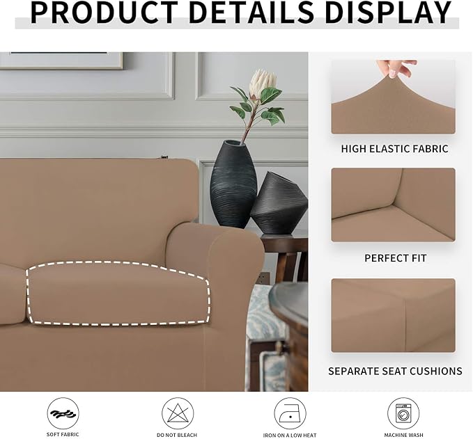 Easy-Going 3 Pieces Stretch Soft Couch Cover - Image 4