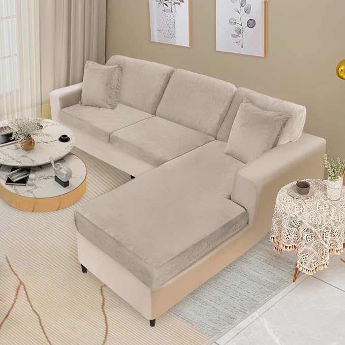 NAISI Sectional Couch Covers 6 Pieces Velvet Couch Cushion Covers L Shape Soft - Image 2