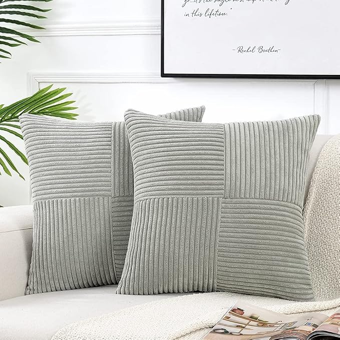 Fancy Homi 2 Packs Grey Decorative Throw Pillow Covers 22x22 Inch by Fancy+Homi