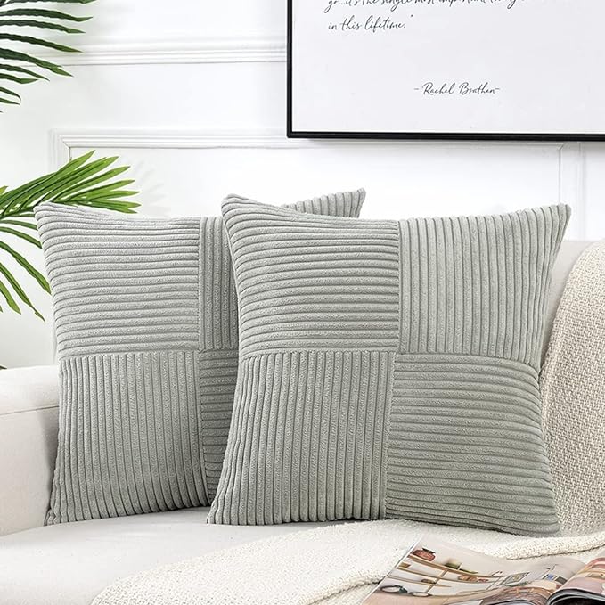 Fancy Homi 2 Packs Grey Decorative Throw Pillow Covers 18x18 Inch by Fancy+Homi