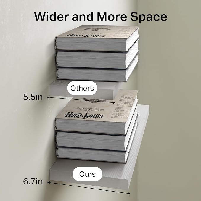 BAYKA White Floating Shelves for Wall – Rustic Wood Wall Shelves - Image 7