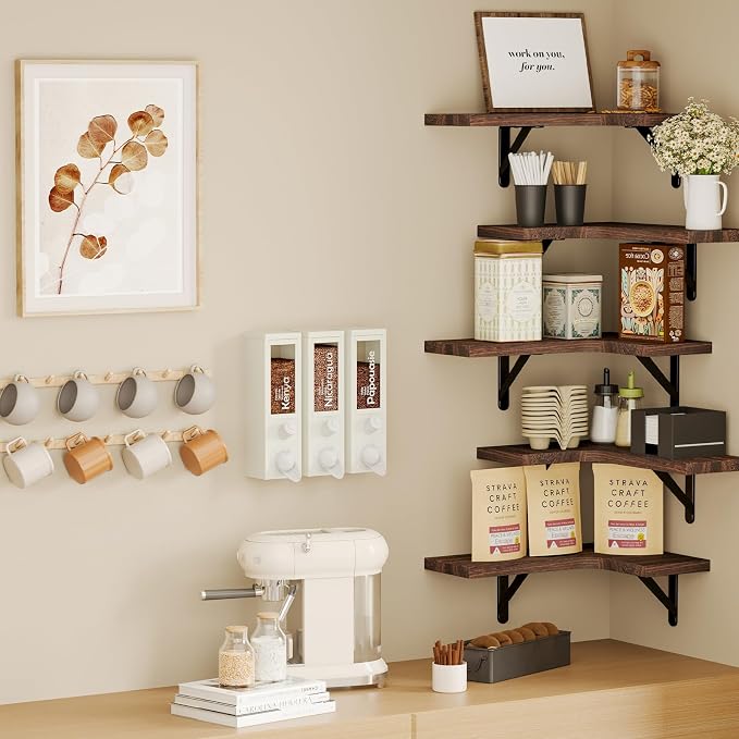 Fixwal Floating Shelves for Wall, Rustic Wood Wall Mounted Corner Shelf for - Image 7