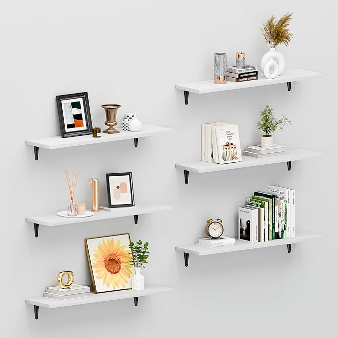 SKYSEN Floating Shelves for Wall Set of 6, 23.6in Wood Wall Shelf for Decor by skysen
