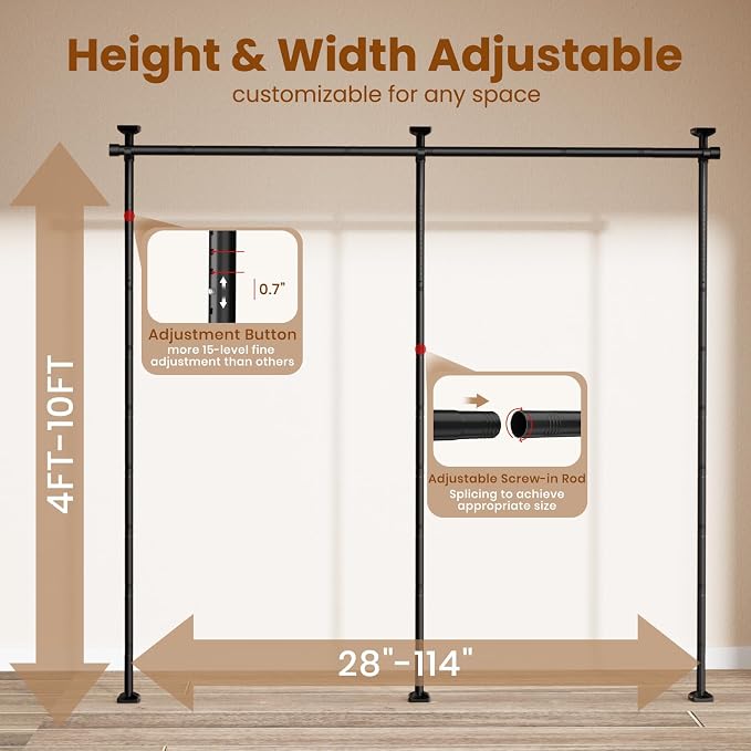Bonpally Room Divider Curtain Rod, No Drilling Tension Rod - Image 2