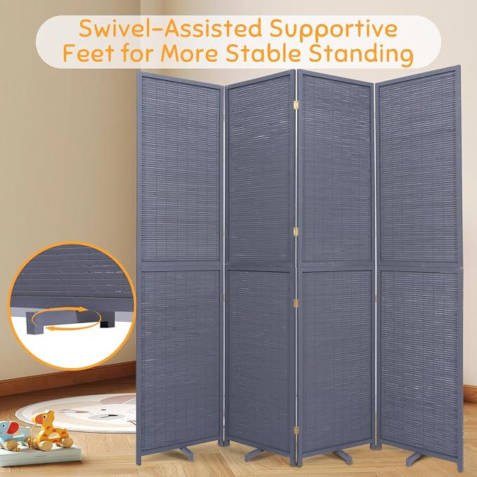 Bamboo Room Divider Folding Privacy Screens, Wall Divider - Image 6