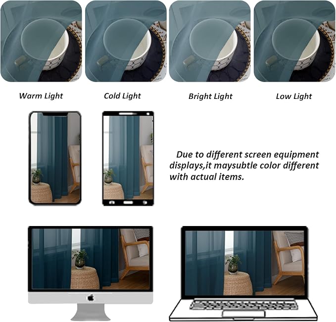 Chyhomenyc Sheer Valances for Windows 2 Pack, Small Window Curtains for Living - Image 4