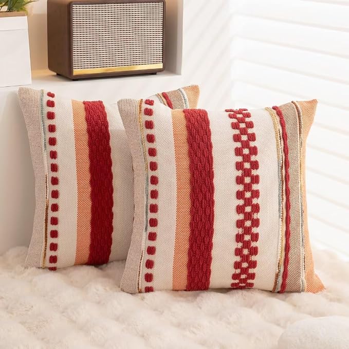 Boho Throw Pillow Covers 18x18 Set of 2 Christmas Decorative Cushion Case - Image 4